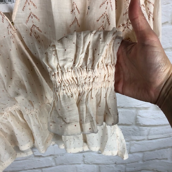 Free People Counting Star Shimmer Peasant Blouse - Picture 6 of 8